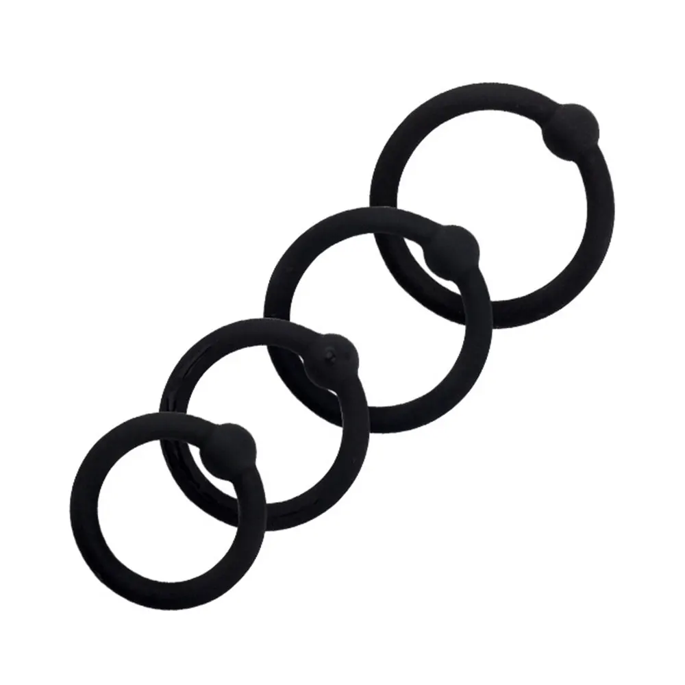 Penis Ring 4pcs/Set Silicone Cock Head Glan Ring Sex Toys With Beads Reusable Condom Lock Bound Penis Delay Erection Cock Rings