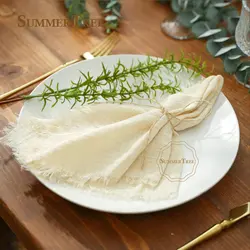 10pcs Retro Napkins 42x42cm Rustic Table Decoration Cotton Gauze Hanky Tea Towel Dining Place Mats Wedding Restaurant Supplies