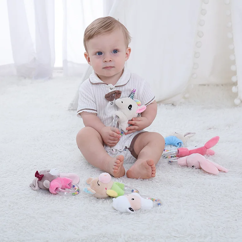 Cute Baby Unicorn Rattles giocattoli peluche Baby Cartoon Bed giocattoli neonato campanelli campane a mano bambole di peluche giocattoli per neonati regalo