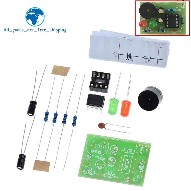 NE555 Multivibrator Kit NE555P Steady-state Circuit Dual Flash LAMP DIY Training Maker Student Lab DIY Learing Kit for Arduino