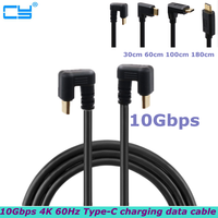 High Speed USB 3.1 4K 60Hz 10Gbps Type-C Male to Male Cable for Mobile Phone Computer 4k Display U-Shaped Elbow Car Adapter 0.3m