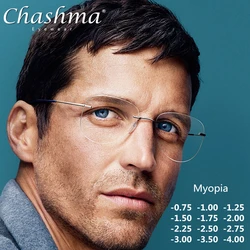 Titanium Transition Aviation Sunglasses Photochromic Myopia Glasses Rimless Eyeglasses Men with Diopters