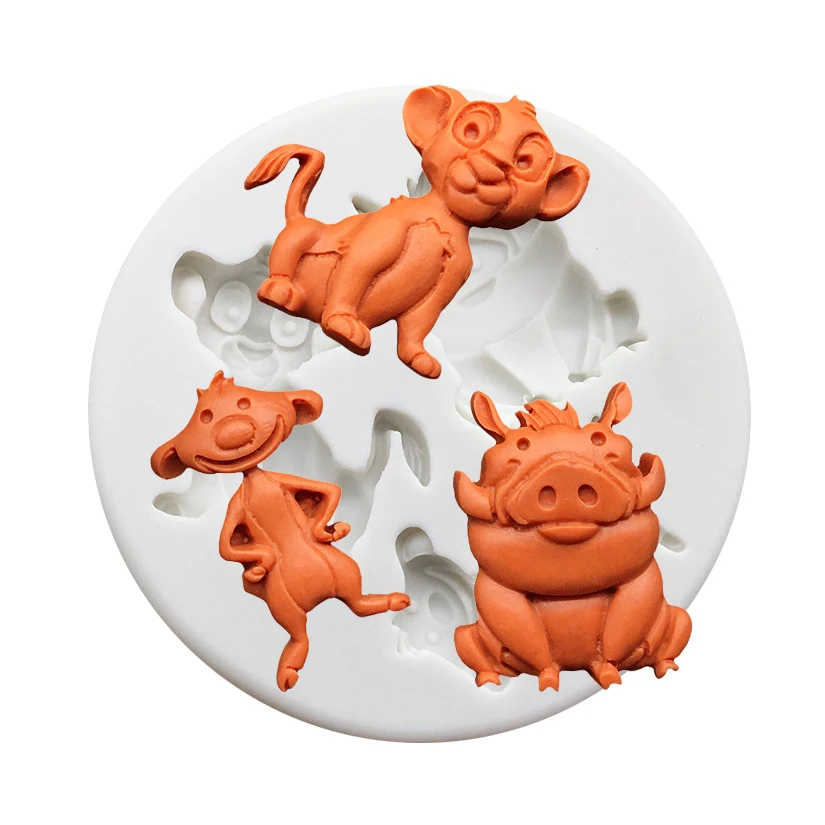 Cute Lion Warthog Mongoos Silicone Mold Sugarcraft Cupcake Baking Mold Fondant Cake Decorating Tools