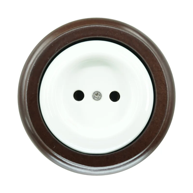 Germany Porcelain Vintage Wall Socket No Earthing With Wooden Frame Outlet 240V,16A