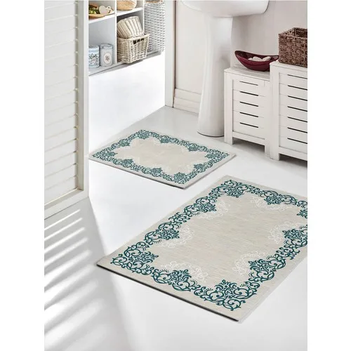 Framed Paisley Pattern Digital Printed Custom Design 2gang Bath Mat Set