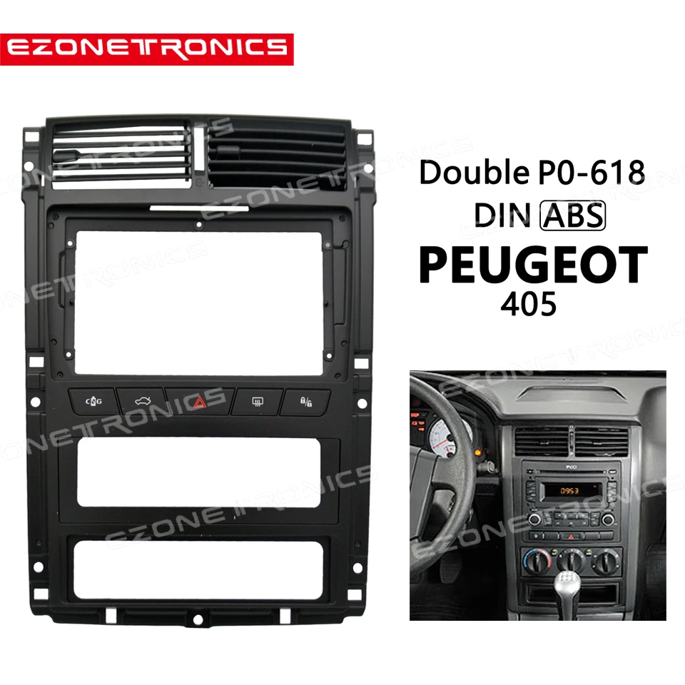 2-1Din Car DVD Frame Audio Fitting Adaptor Dash Trim Kits Facia Panel 9 inch For PEUGEOT 405 2010-2019 Double Din Radio Player