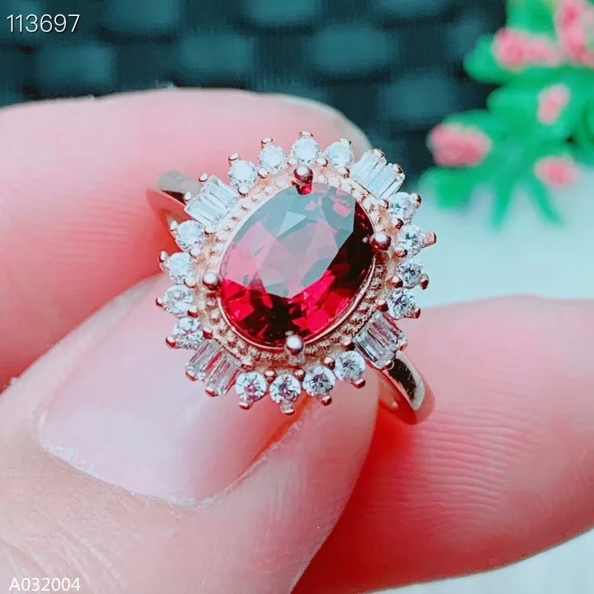 KJJEAXCMY boutique jewelry 925 sterling silver inlaid natural magnesium aluminum garnet girl ring new chrysanthemum