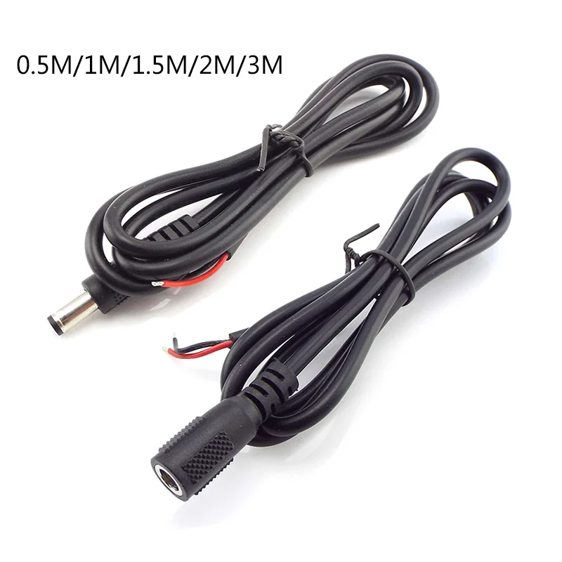 5.5x2.1mm 12V 5A DC male female Power supply diy Cable extension led light  20 AWG Jack Cord DC Connector For CCTV 0.5M 2M 3M