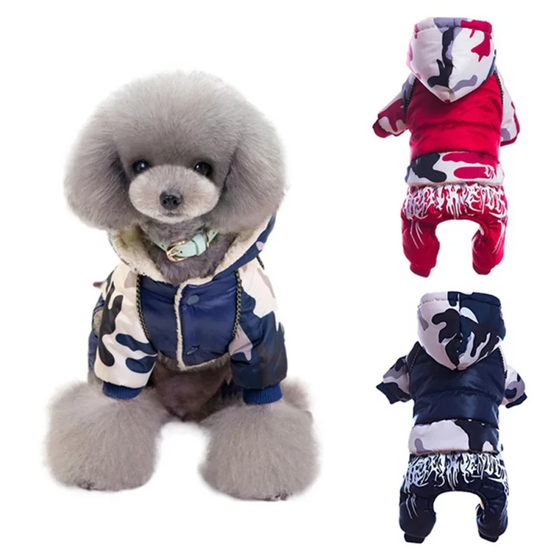 Dog Jumpsuits Rompers Winter Warm Hooded Jacket Coat Pet Clothes Fashion Parkas For Small Medium Dogs Pet Supplies Clothing