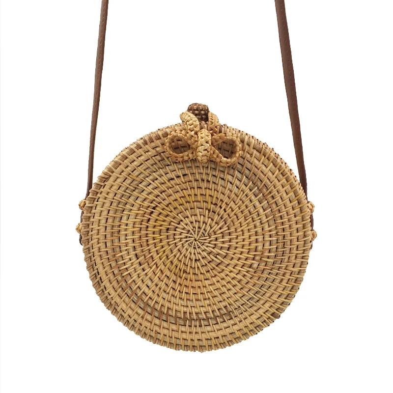 Imagem -04 - Mulheres Bolsa de Ombro Redonda Artesanal Palha Praia Bolsas Bali Caixa Verão Boêmio Rattan Círculo Crossbody Bolsa Feminina Bolsa do Mensageiro