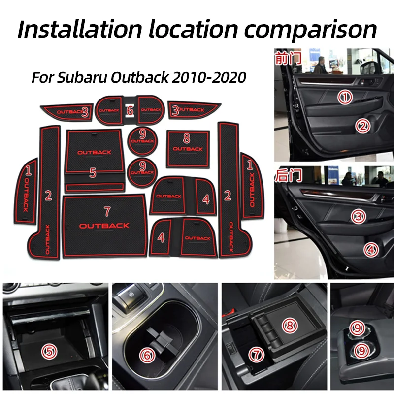 For Subaru Outback 2015 2016 2017 2018 2019 2020 Door Slot Pad Mat Cup Holders  Storage Box Car Interior Accessories