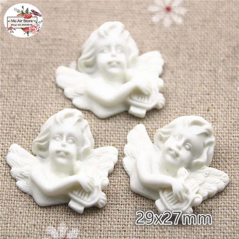 10cs kawaii Resin White Cupid Angel Cameo Miniature Flatback Cabochon Art DIY Craft Decoration
