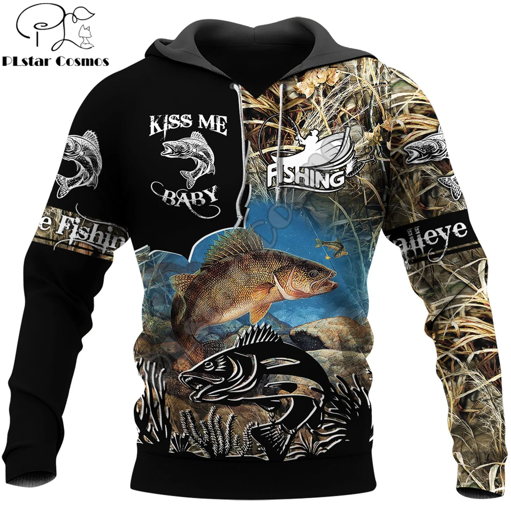 walleye Fishing 3D All Over Printed Men Hoodies Sweatshirt Unisex Streetwear Zip Pullover Casual Jacket Tracksuits KJ0214