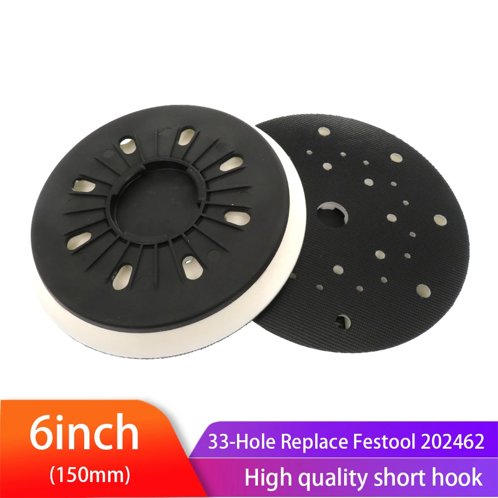 6 Inch 150mm 33-Hole Dust-Free Soft Back-up Sander Pad Grinding Pad for 6