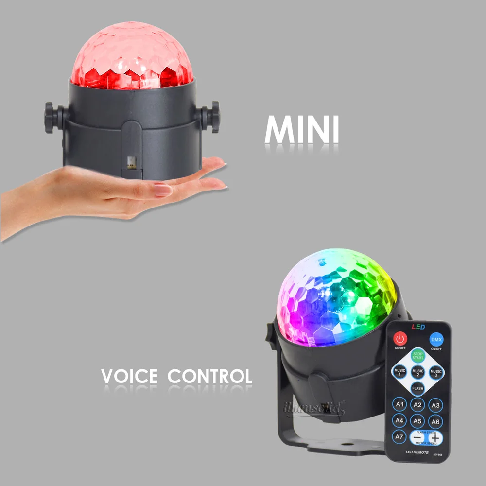 Mini RGB LED Crystal Magic Ball Stage Effect Lighting Lamp Bulb Party Disco Club DJ Light Laser Show