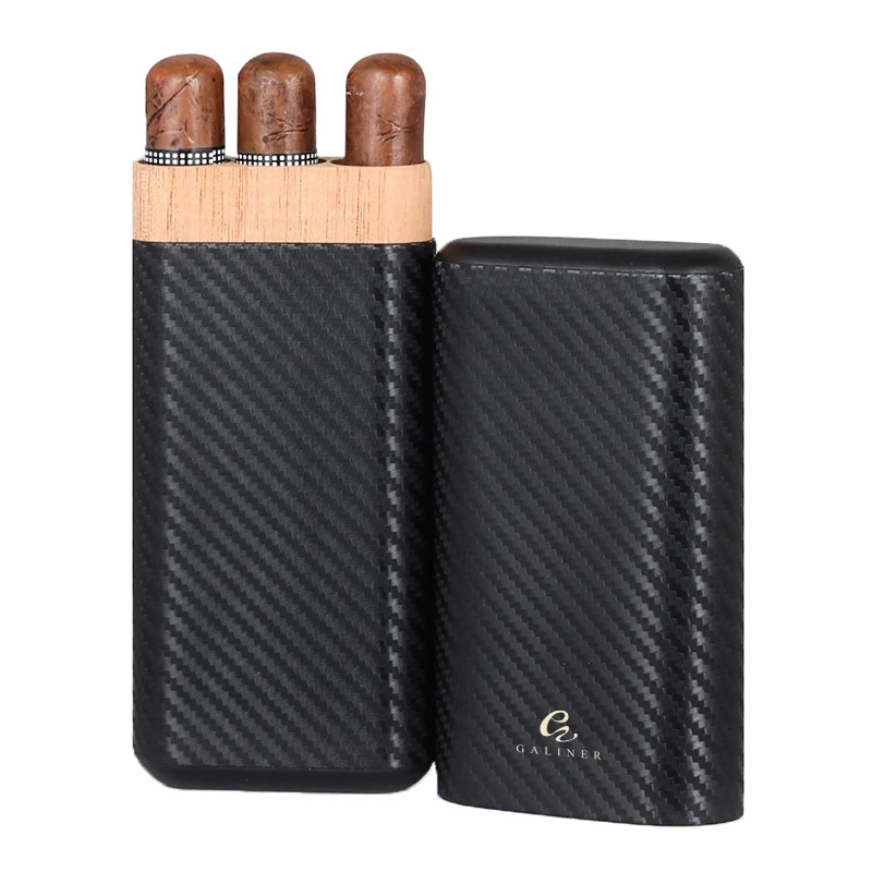 GALINER Smoking Cigar Box Travel Humidor Cigar Case Leather Portable Cigar Humidor Box Cedar Wood Case Gadgets