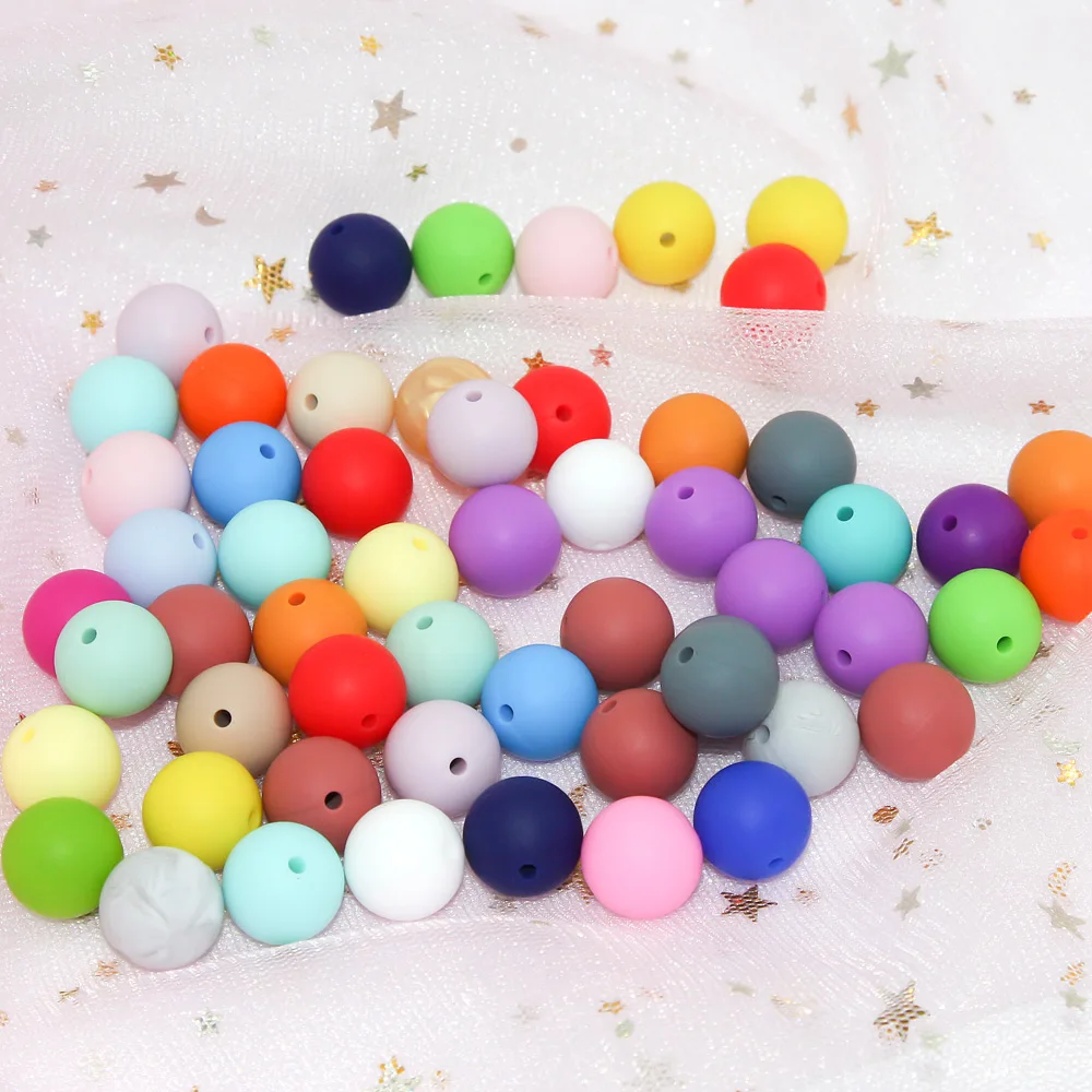 Cute-Idea 10pcs 12mm perline in Silicone dentizione sicura massaggiagengive perline rotonde Food Grade ciuccio catena collana fai da te regalo per