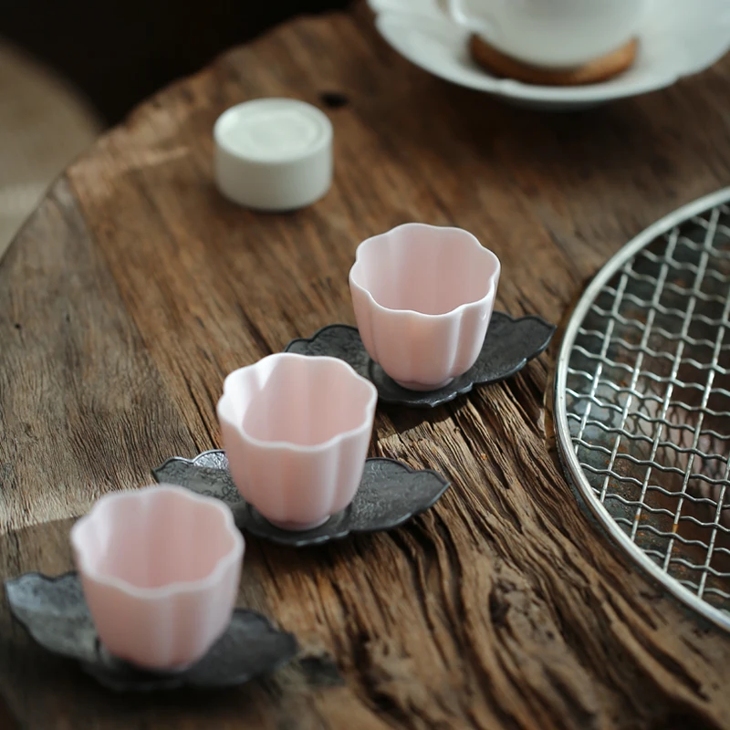 Pink Ceramic Vintage Tea Cup Small Tea Cup Porcelain Coffee Cups Tea Ceremony Creative Filizanki Do Herbaty Tea Cup Set