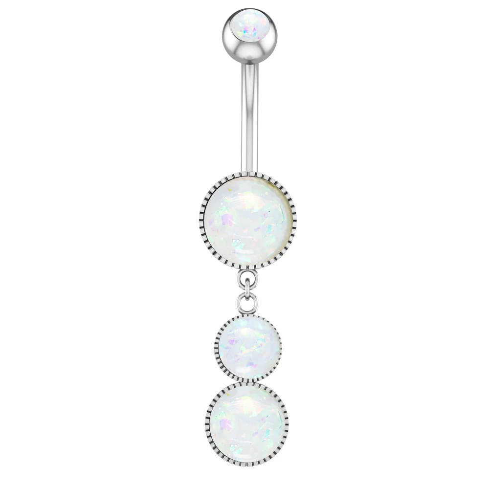 Flower Butterfly Dangled Belly Button Rings, Stainless Steel