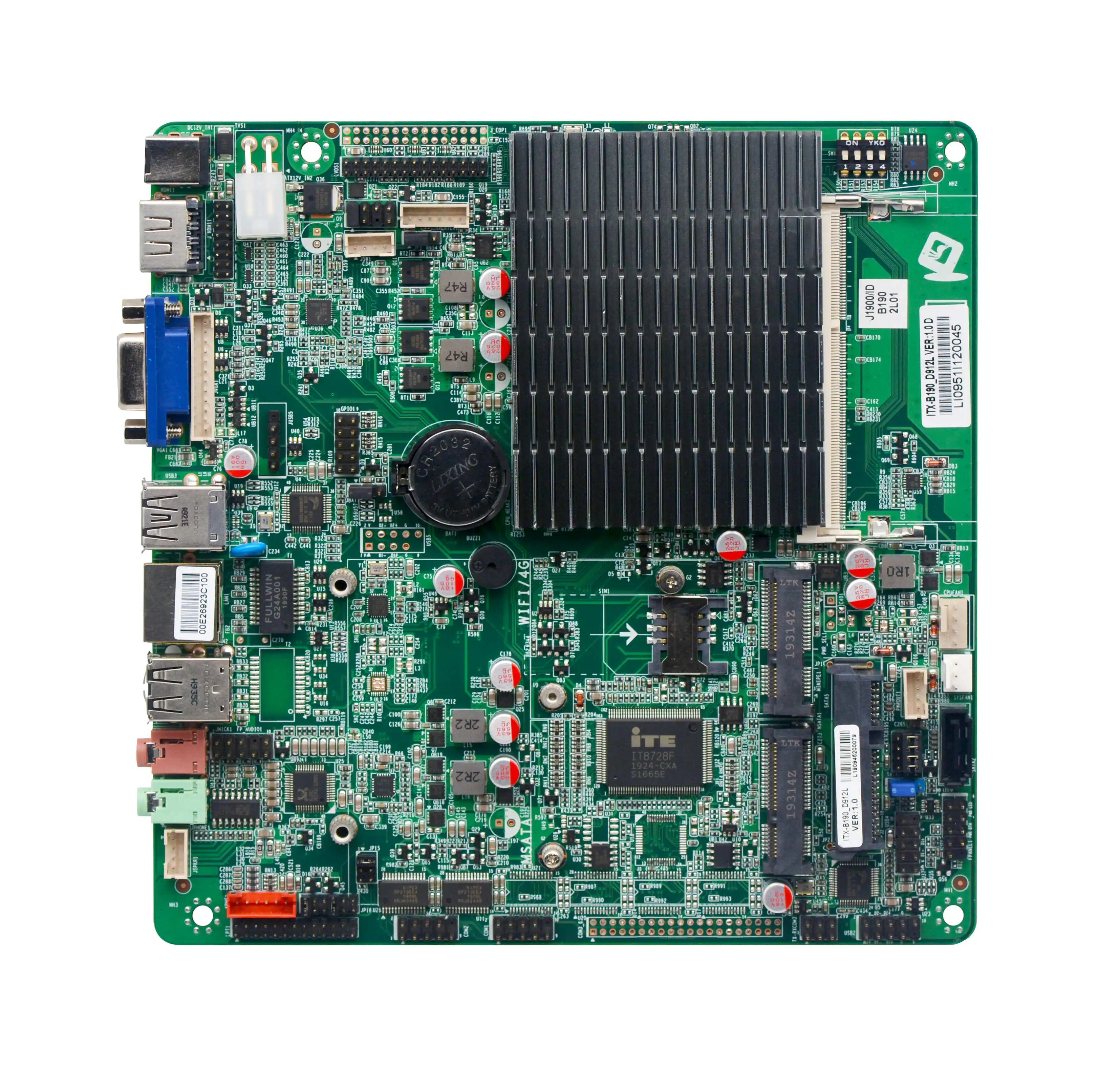 Fanless Bay Trail J1900 motherboard Mainboard with MSATA,Mini-PCIE Untra Thin Motherboard DC12v