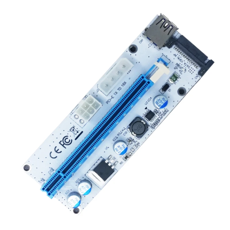 New White PCI-E Riser 008 Express 1X 4x 8x 16x Extender PCI E USB Riser 008S Adapter Card SATA 15pin for BTC Mining Miner