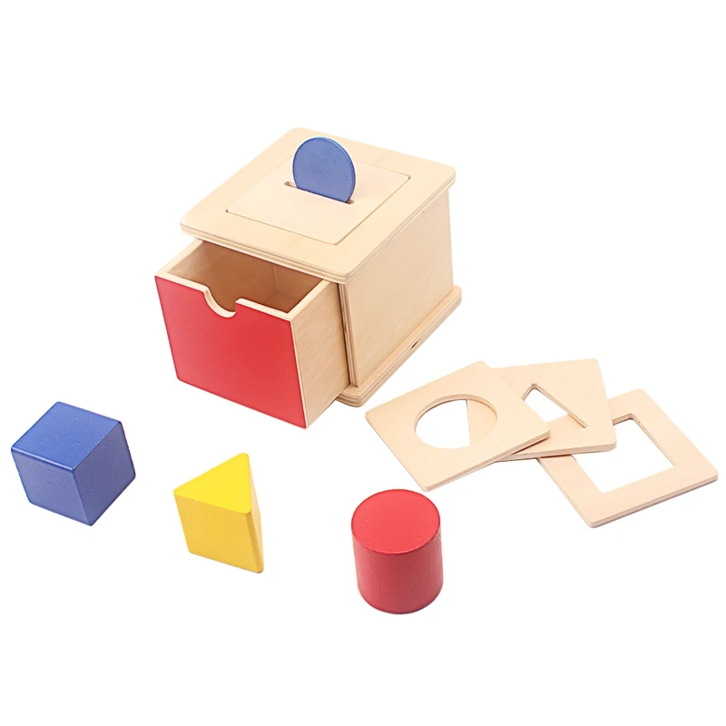 Değiştirilebilir kapaklı Montessori Imbucare kutusu bebek oyuncakları 4 1 ahşap geometrik şekiller eşleştirme kutusu oyunu geliştirme oyuncaklar