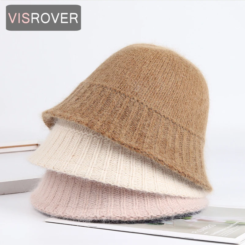 VISROVER new 7 color Winter Bucket cap for Women Real Wool Autumn fishing hat outdoor sports Autumn ladies hat gift wholesales