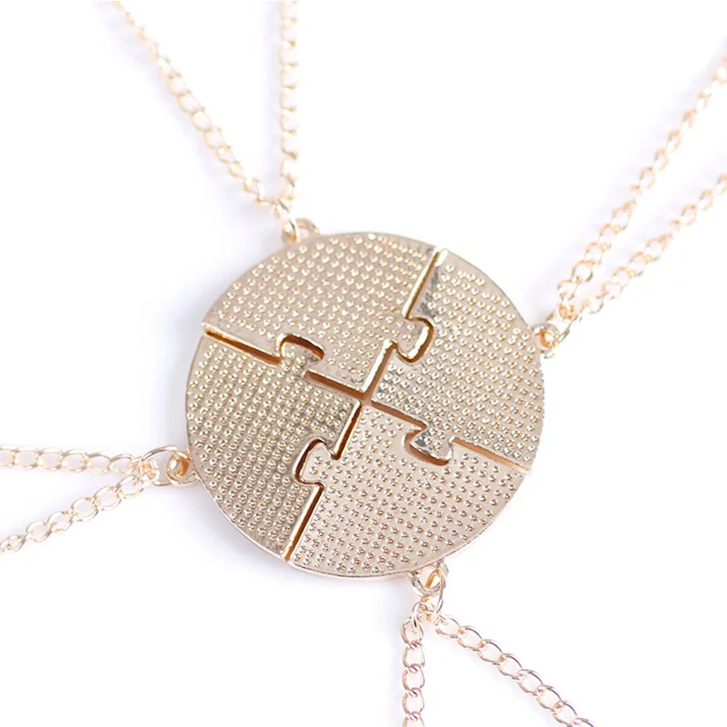 4 Pcs/Set Sun Cloud Star Moon Puzzle Matching Necklace Gifts For Best Friends Sisters Friendship Jewelry