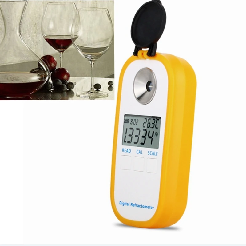 

Digital Grape Alcohol Refractometer Sugar Wine Concentration Meter Brix 0-50% Alcohol 0-22% VOL KMW 0-25% Oe 0-150 Densitometer