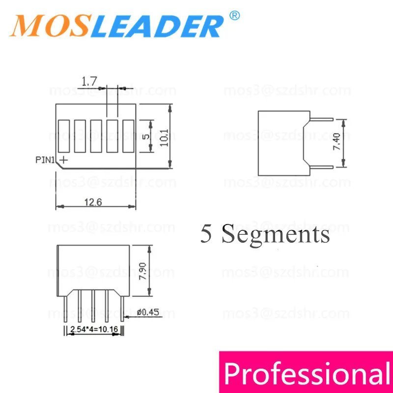 Mosleader 100pcs Battery display 5 segment 30.8x17.8 8P 5 segments DIP8 Red Green Anode Battery capacity Indicator display