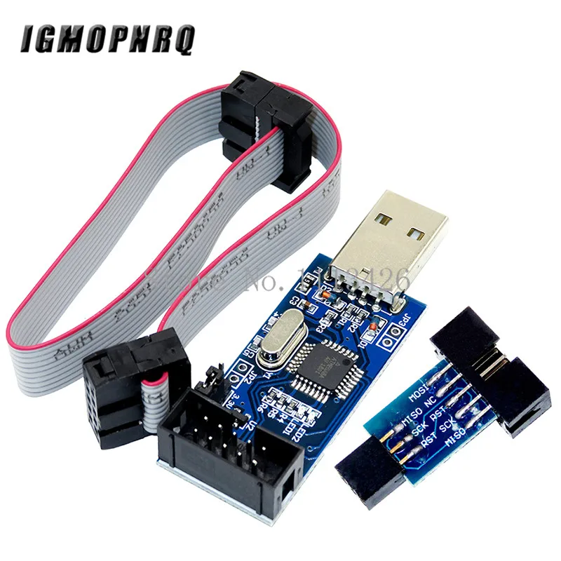 1Set 10Pin To 6 Pin Adapter Board + USBASP USBISP AVR Programmer USB ATMEGA8 ATMEGA128 ATtiny/CAN/PWM 10Pin Wire Module DIY