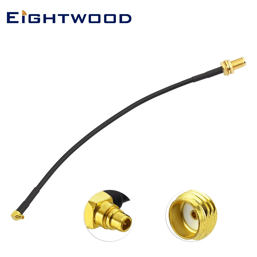 Eightwood MMCX Plug Male Right Angle to SMA Jack Female Blukhead RG174 15cm GPS Pigtail Coax Cable for GPS Antenna