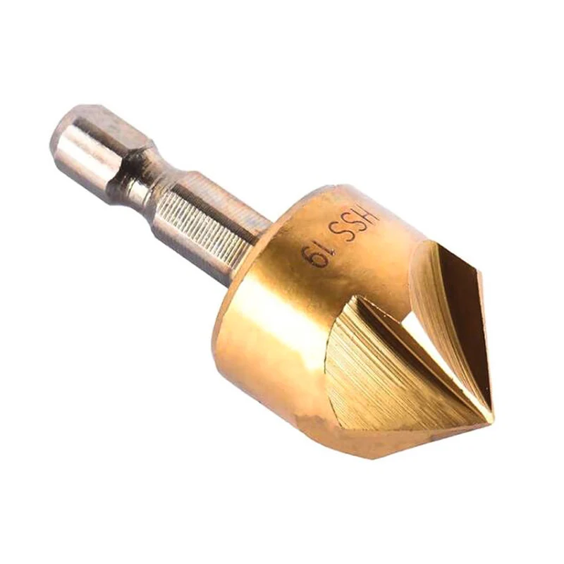 6 pz smusso svasatore 1/4 "codolo esagonale HSS punta da trapano smussatura taglierina rivestita in titanio per tavole di legno punta da trapano svasatore