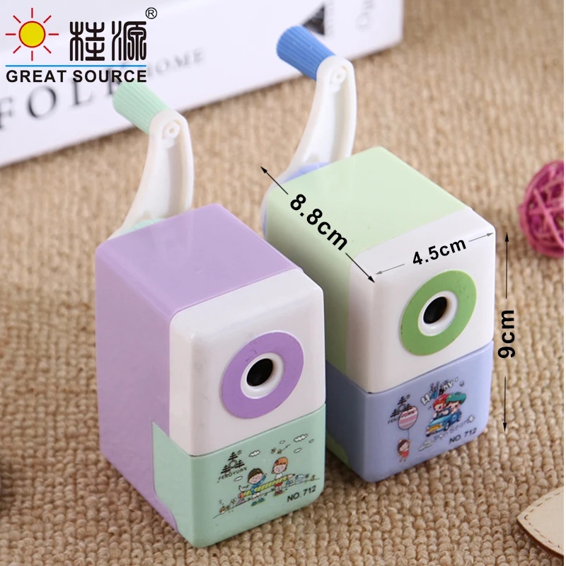 Mechanical Pencil Sharpener For Student Crayon Sharpener Big Chip Box 4 Colors Convenience Safety