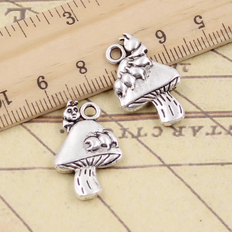 10 sztuk Charms Centipede grzyb 25x16mm tybetański brąz srebrny kolor wisiorki antyczny tworzenia biżuterii DIY Handmade Craft wisiorek