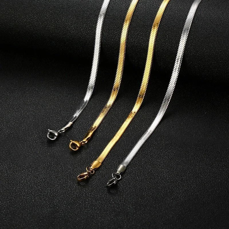 Vnox 4mm Snake Chain Choker Necklaces for Women Gold Color Stainless Steel collar femenino Length Adjustable