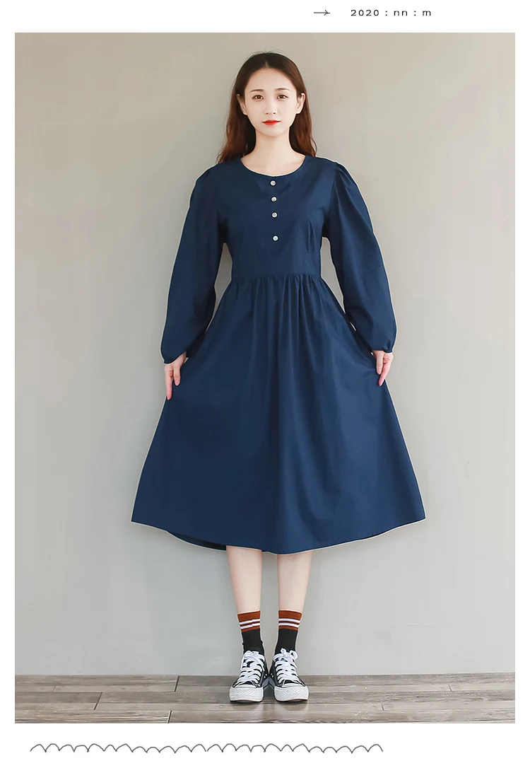 Japanese Kawaii Navy Dress Women Clothes Removed Sailor Collar Vintage Long Sleeve Large Size Sweet Loose Casual 2 Piece Dresses