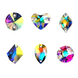 Mix Strass Sizes Shapes Sewing Crystal AB Sew On Rhinestone Flatback Strass Crystals Sew On Stones For Wedding Dress Crafts