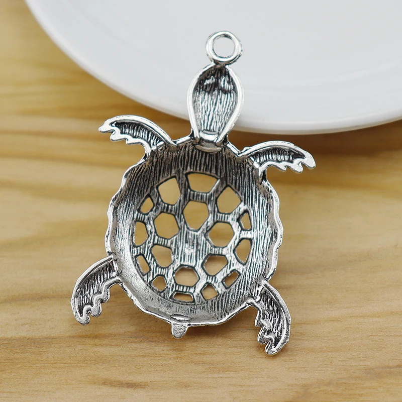 10 Pieces Tibetan Silver Large Turtle Tortoise Charms Pendants for DIY Necklace Jewelry Making Findings Accessories 56x37mm