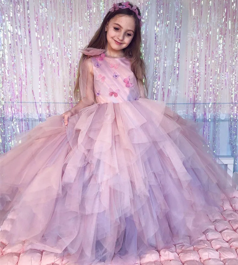 Vestidos de meninas de flores de renda para o primeiro comunhão de casamento vestidos de festa de formatura vestidos de princesa pageant