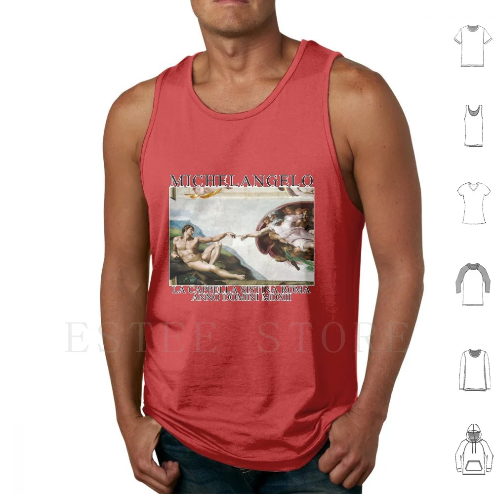 Michelangelo Tank Tops Vest Sleeveless Michelangelo Vintage Miguel Angel Sistine Chapel Retro Tumblr Fashion Creation Italy