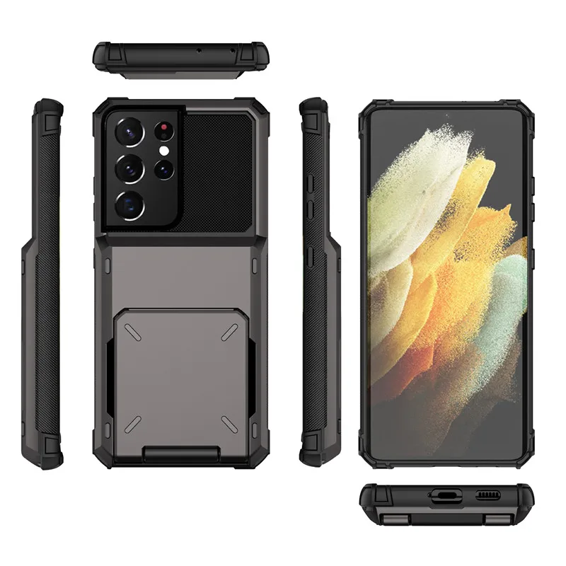 

Samsung s21 note20 Ultra s8 s9 s10 note10 s20 Plus note8 note9 Protection Case Flip Card Slot Shockproof Anti Knock Hybrid Armor