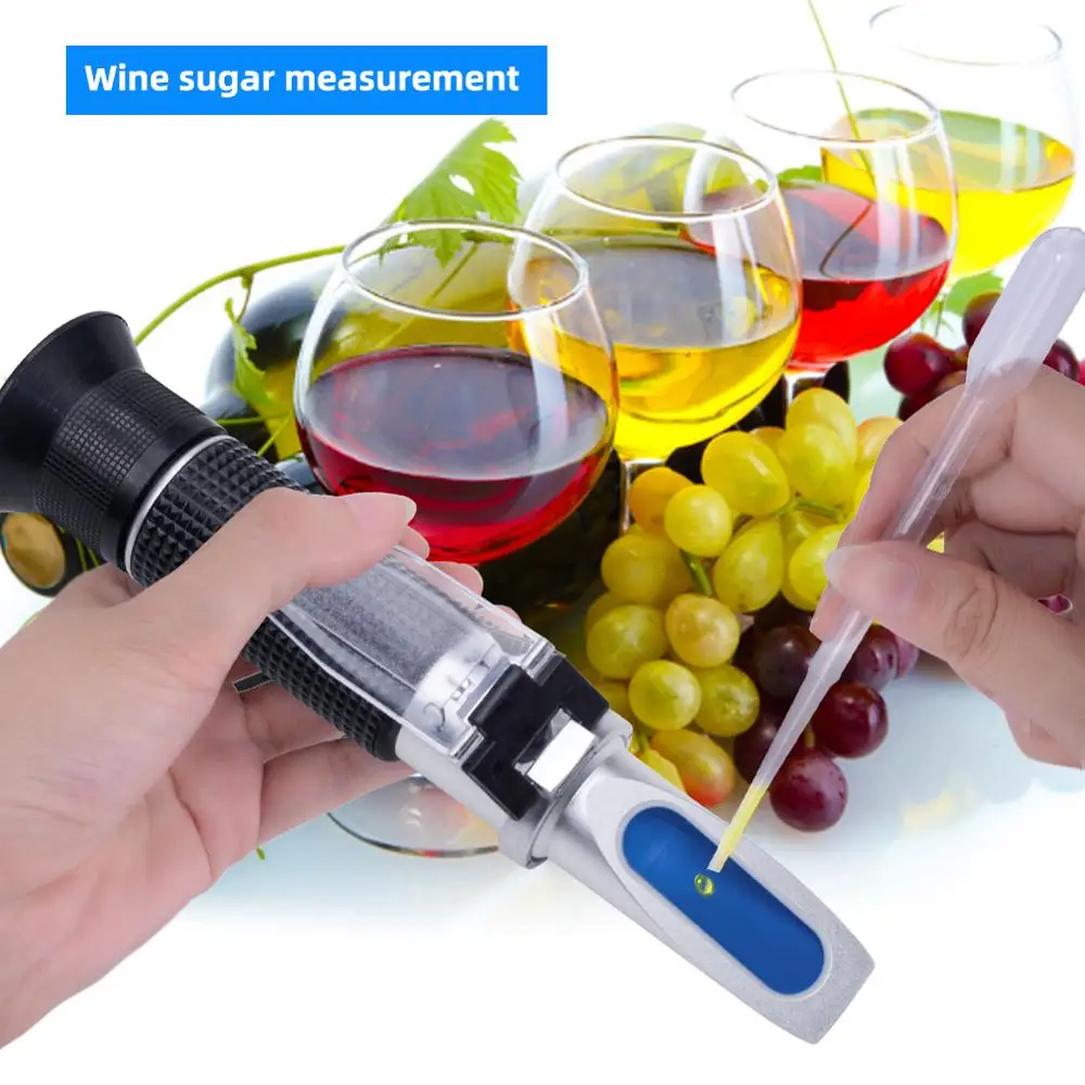 Neues tragbares 3-in-1-Hand-Weinrefraktometer für Trauben und Alkohol (Brix, Baume und W25V/V-Waagen)