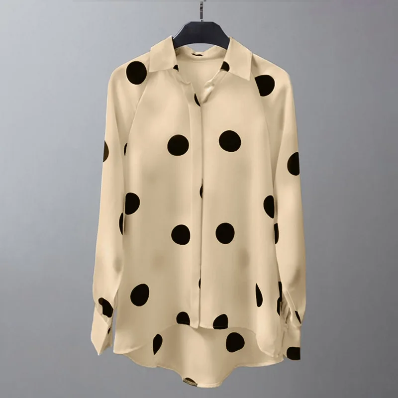 Women Autumn Long Sleeve Polka Dot Printed Blouse ZANZEA Elegant Lapel Neck Buttons Blusas Casual Tops Fashion OL Work Shirt