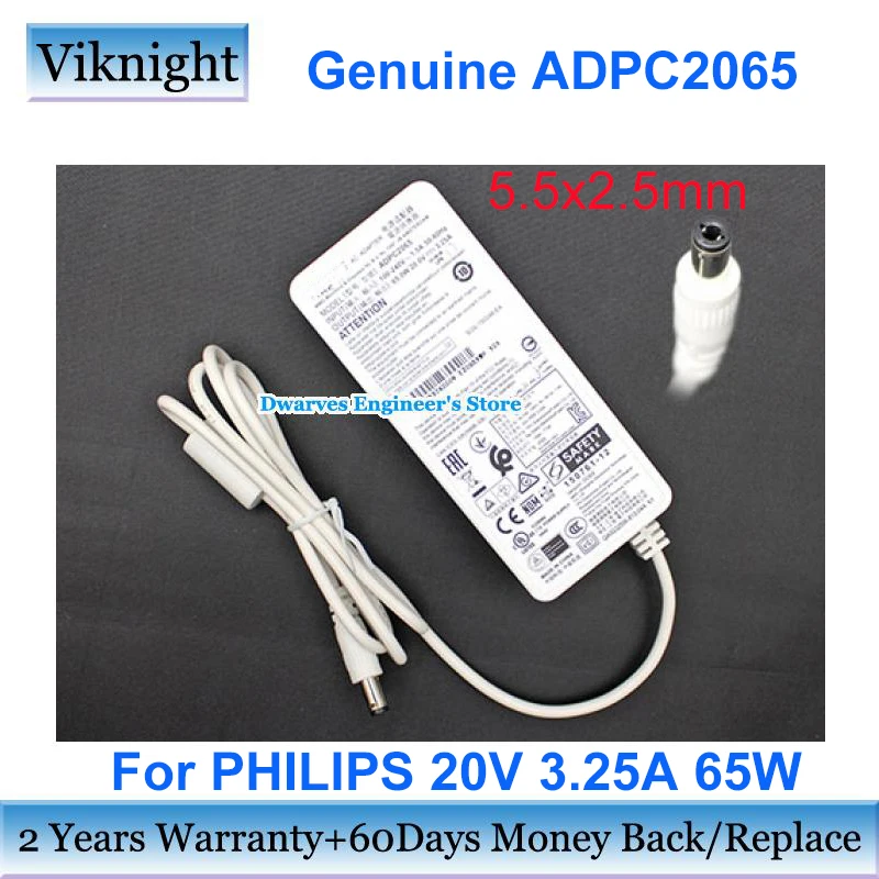 Original For PHILIPS 272M7C 279X6Q 278E8Q 278M6F 276E8F 278E1 Power Adapter Charger 20V 3.25A 65W ADPC2065 AC Adapter 5.5x2.5mm