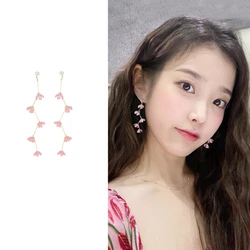 Pink Flower DEL LUNA Hotel IU Korean dramas TV Fashion Eardrop Elegant For Women Earrings brincos ornament