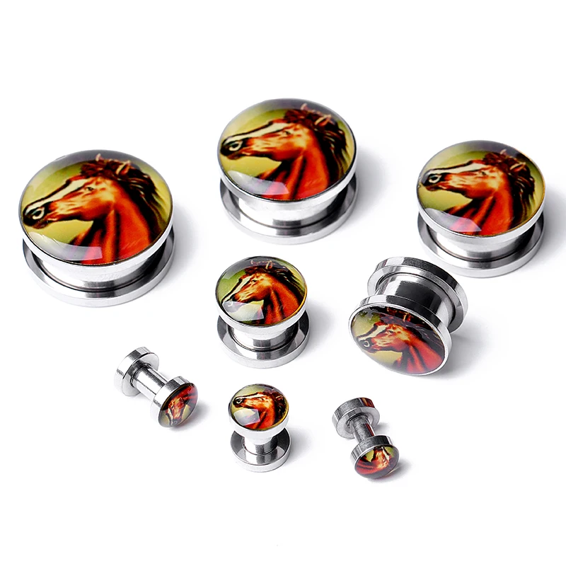 2PCS 3-20mm Stainless Steel Ear Plugs and Tunnels Heart Ear Expanders Earrings Helix Piercing Creative Tree Piercing Jewelry