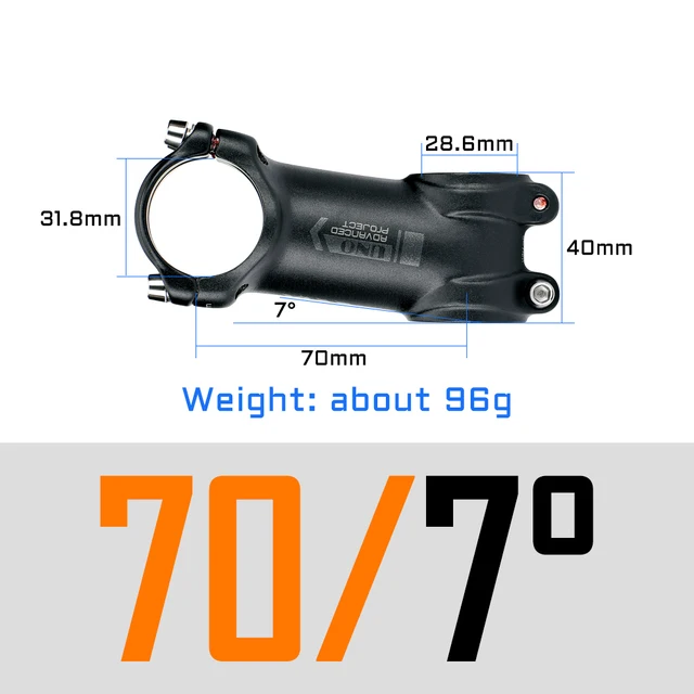Stelo Manubrio Kalloy King Ultraleggero AL7050 – 7°, 31,8 Mm, Per Bici Da Strada E MTB