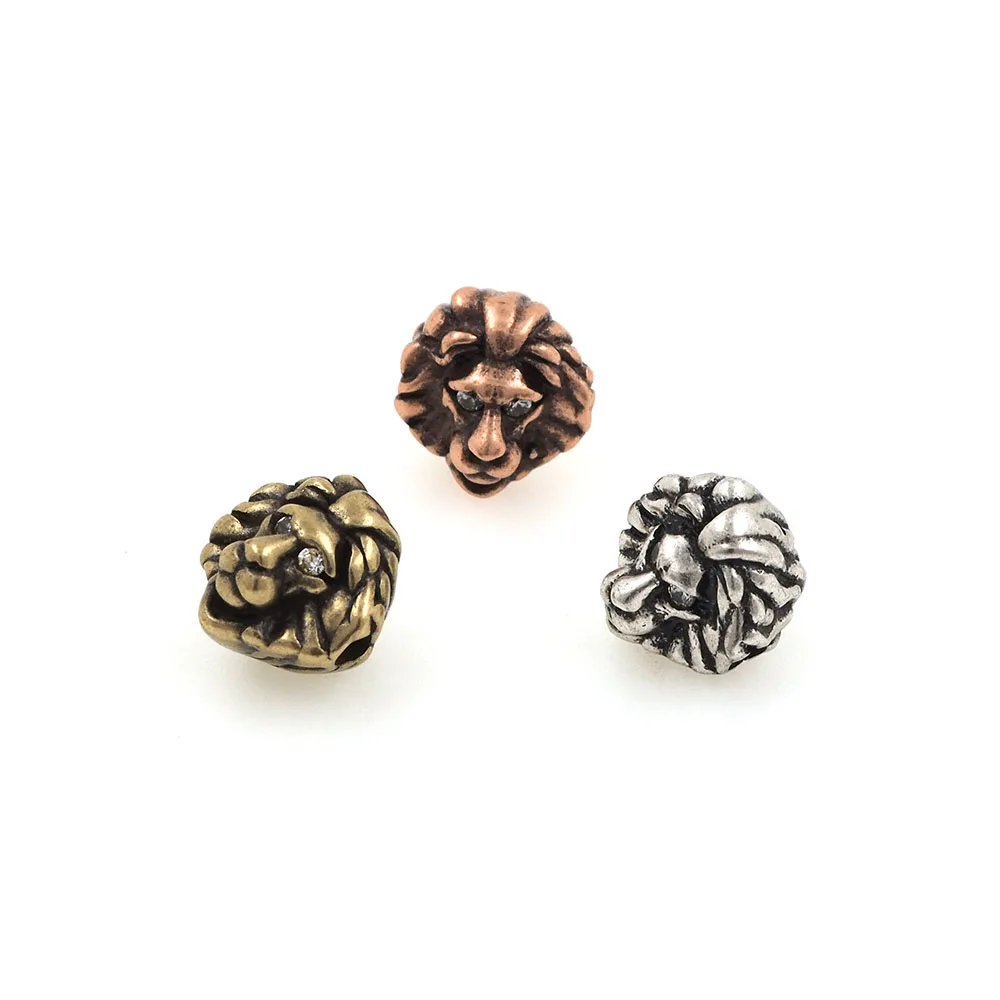 

3D Copper Lion Animal Head Spacer Beads For Bracelets Necklaces Jewelry Making Accessories 10.4x9.7x10.2MM