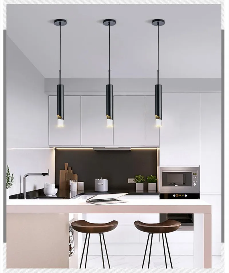 LED PendantLights Long Tube Lamp Kitchen Dining Room Shop Bar Decoration Led Cord Pendant Lights Background Hanglampen